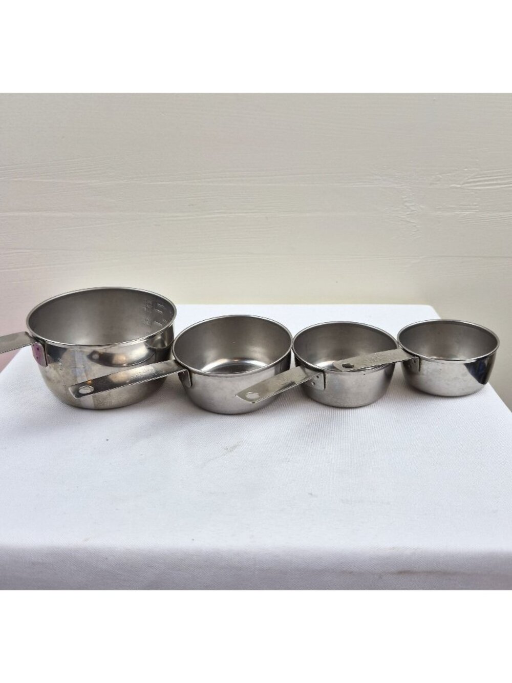 Vintage Foley Stainless Steel Measuring Cups Set USA Kitchen 1C 1/2C 1/3C 1/4C